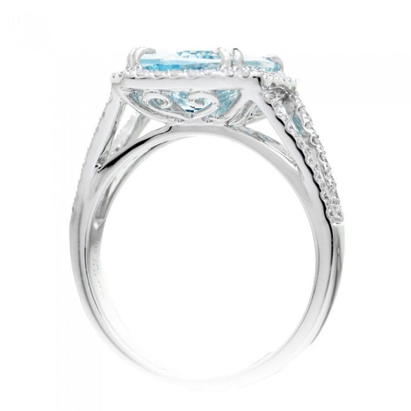 Aquamarine 11x9 cushion split band diamond engagement ring