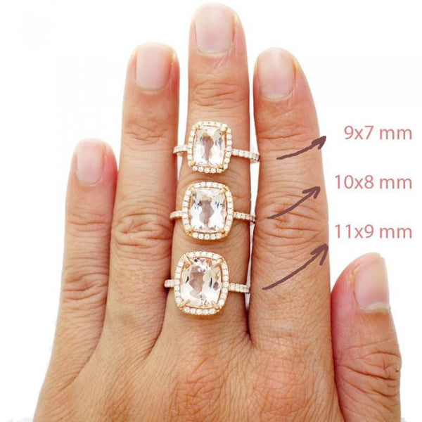 9x7 Morganite Cushion Cushion Morganite 11x9 Diamond Halo