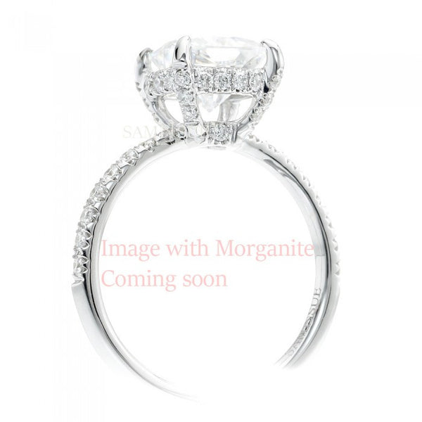 Classic Solitaire Engagement Ring Cushion Morganite Diamond