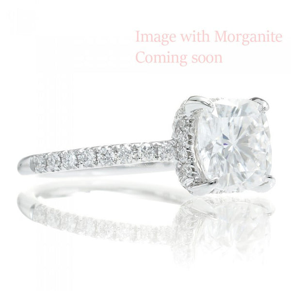 Classic Solitaire Engagement Ring Cushion Morganite Diamond