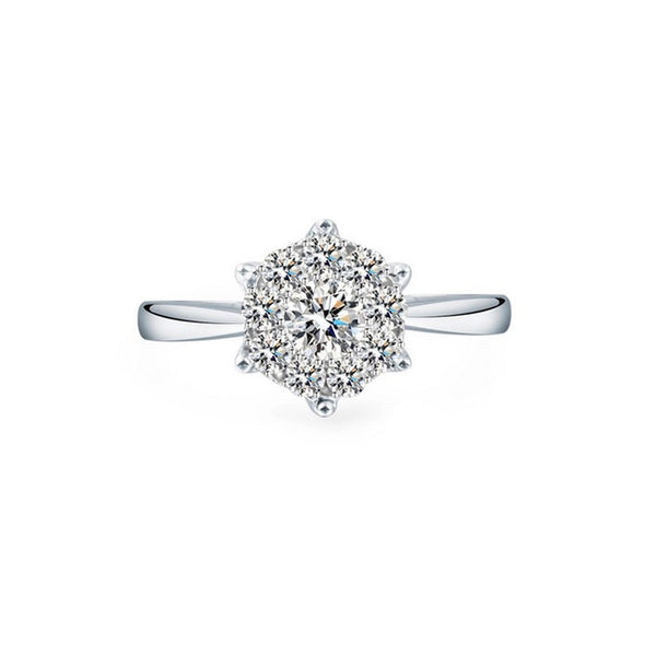 18K SOLID white gold 1 carat 5.8mm diameter DIAMOND ring, Affordable SOLITAIRE effect with special design and setting technique