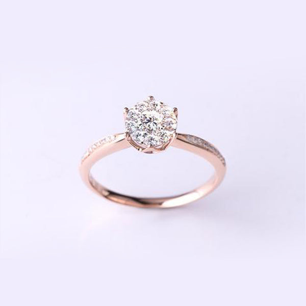 18K SOLID Rose gold 1 carat 5.8mm diameter DIAMOND ring, Affordable SOLITAIRE effect with special design and setting technique